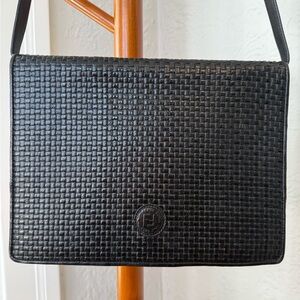 Authentic Vintage Fendi Woven Black Leather Shoulder Bag // Made in Italy